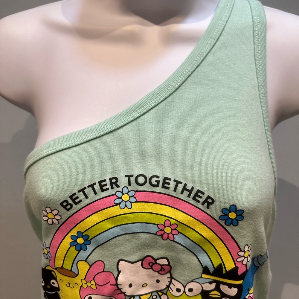 Sanrio Hello Kitty & Friends Better Together One Shoulder Ruched Tank Top Large - Picture 3 of 11